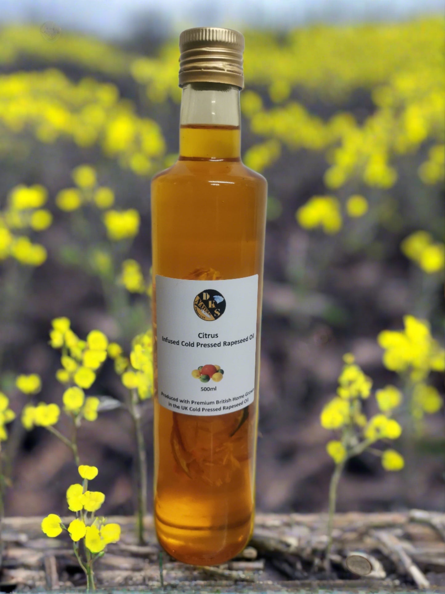Our citrus infused cold pressed rapeseed oils are made with 100% natural ingredients which are GLUTEN FREE and contains NO SALT, NO MSG, NO PRESERVATIVES, NO ANTI-CAKING AGENTS, NO ARTIFICIAL COLOURING AND NO ARTIFICIAL FLAVOURS.
Our infused rapeseed oils are hand blended with natural herb, spices and cold pressed rapeseed oil that is 100% home grown in the UK and is filtered 5 times with a very high burn point and is suitable for all types of cooking. With 1/2 saturated fats of olive oil, omega 3, 6