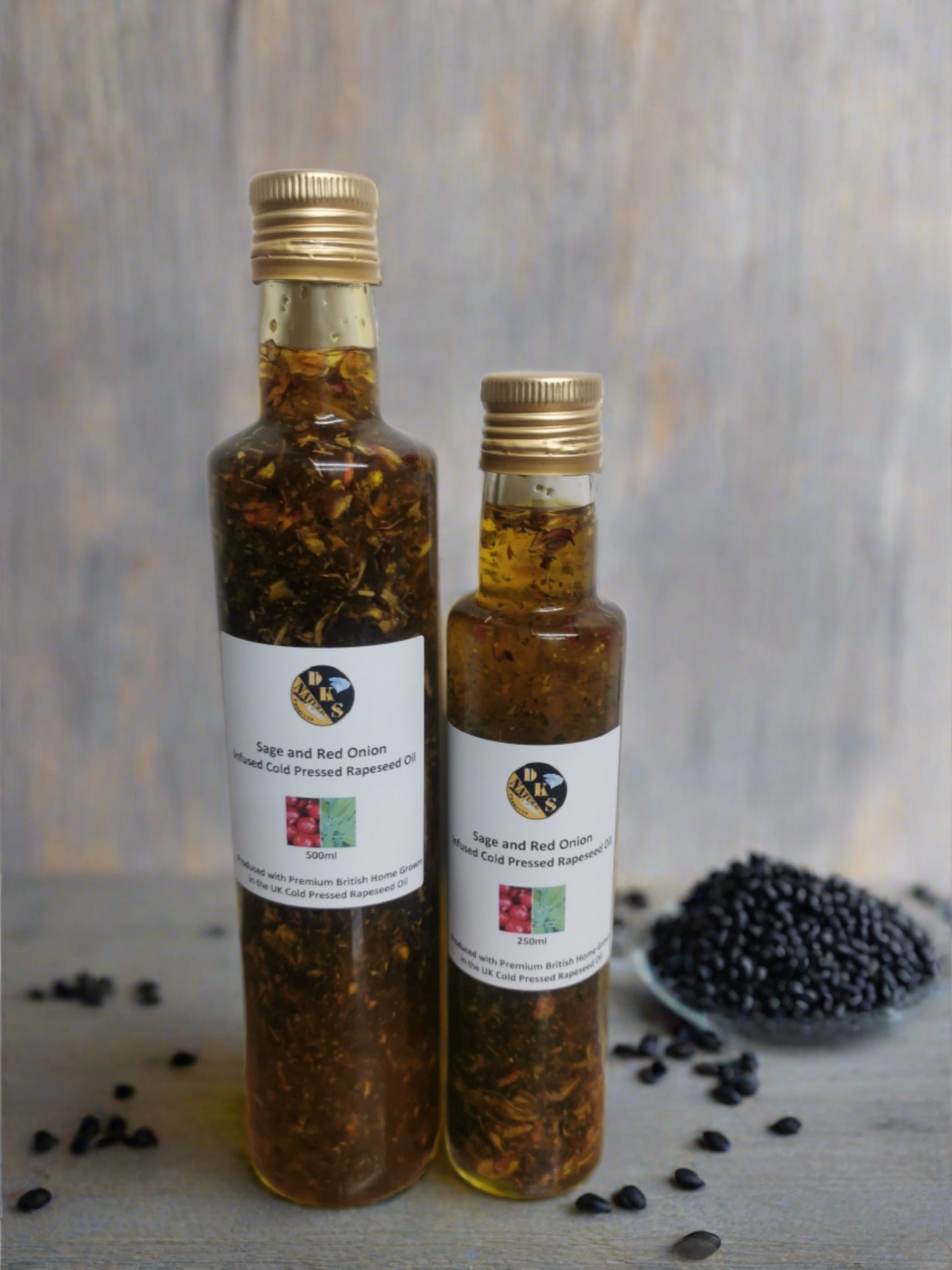 Sage and Red Onion Infused Rapeseed Oil - Cold-Pressed Oils with Natural Herbs & Spices