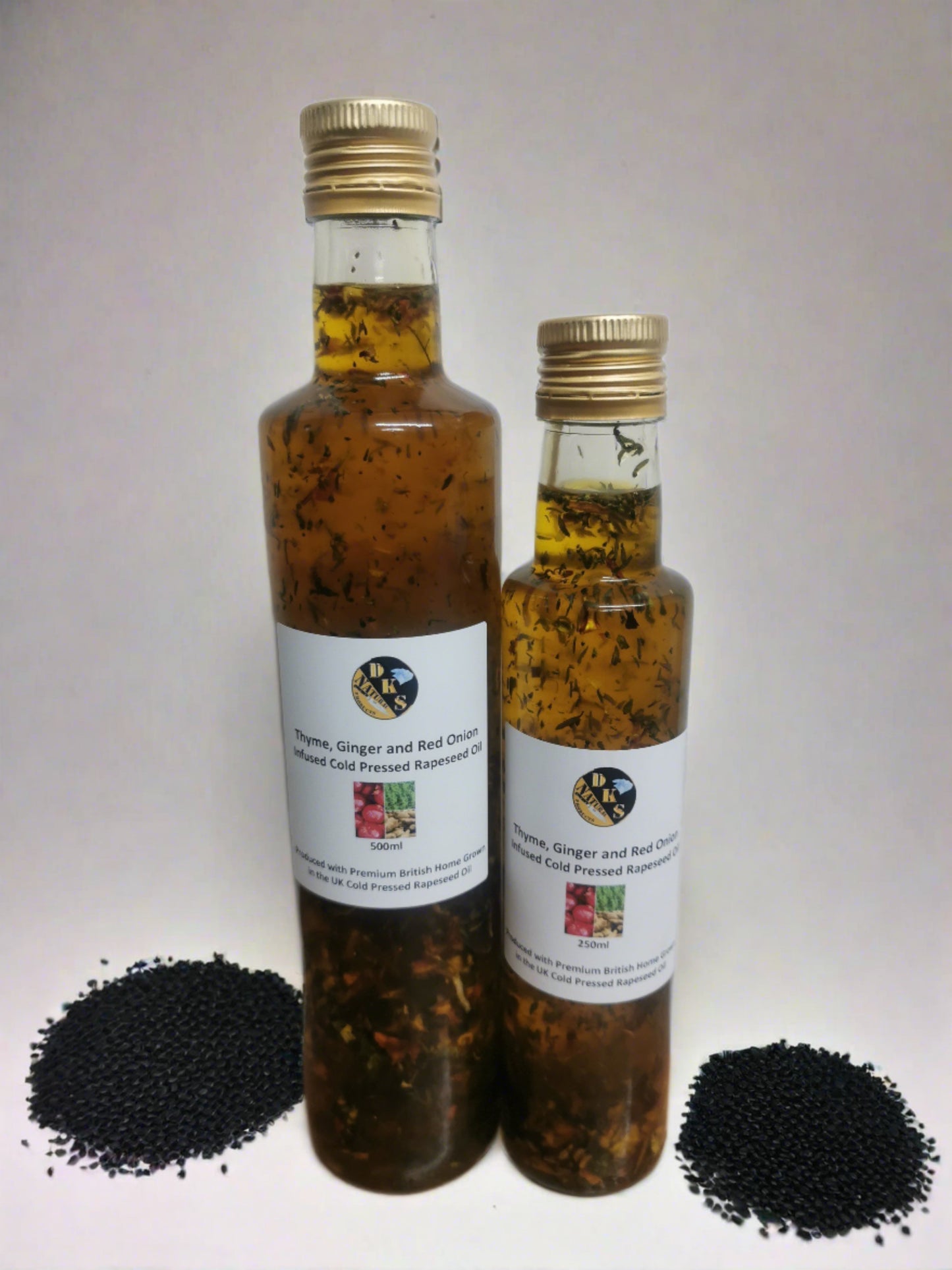 Thyme, Ginger and Red Onion Infused Rapeseed Oil -Cold - Pressed Oils with Natural Herbs & Spices