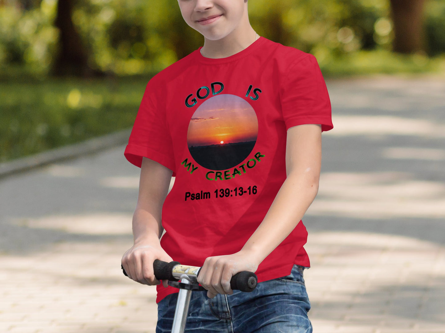 Youth Short Sleeve Tee - Inspirational God Is My Creator T-Shirt, Faith Shirt for Kids, Christian Apparel