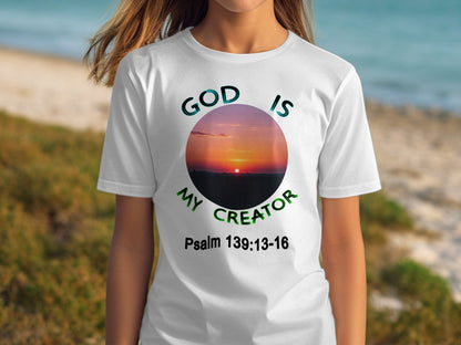 Youth Short Sleeve Tee - Inspirational God Is My Creator T-Shirt, Faith Shirt for Kids, Christian Apparel