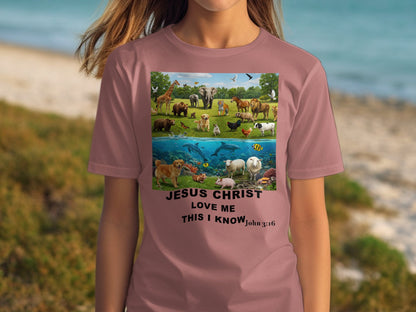 Jesus Christ Loves Me This I Know T-Shirt – John 3:16 Scripture Tee for Kids