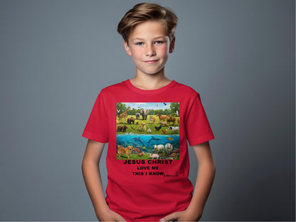 Jesus Christ Loves Me This I Know T-Shirt – John 3:16 Scripture Tee for Kids
