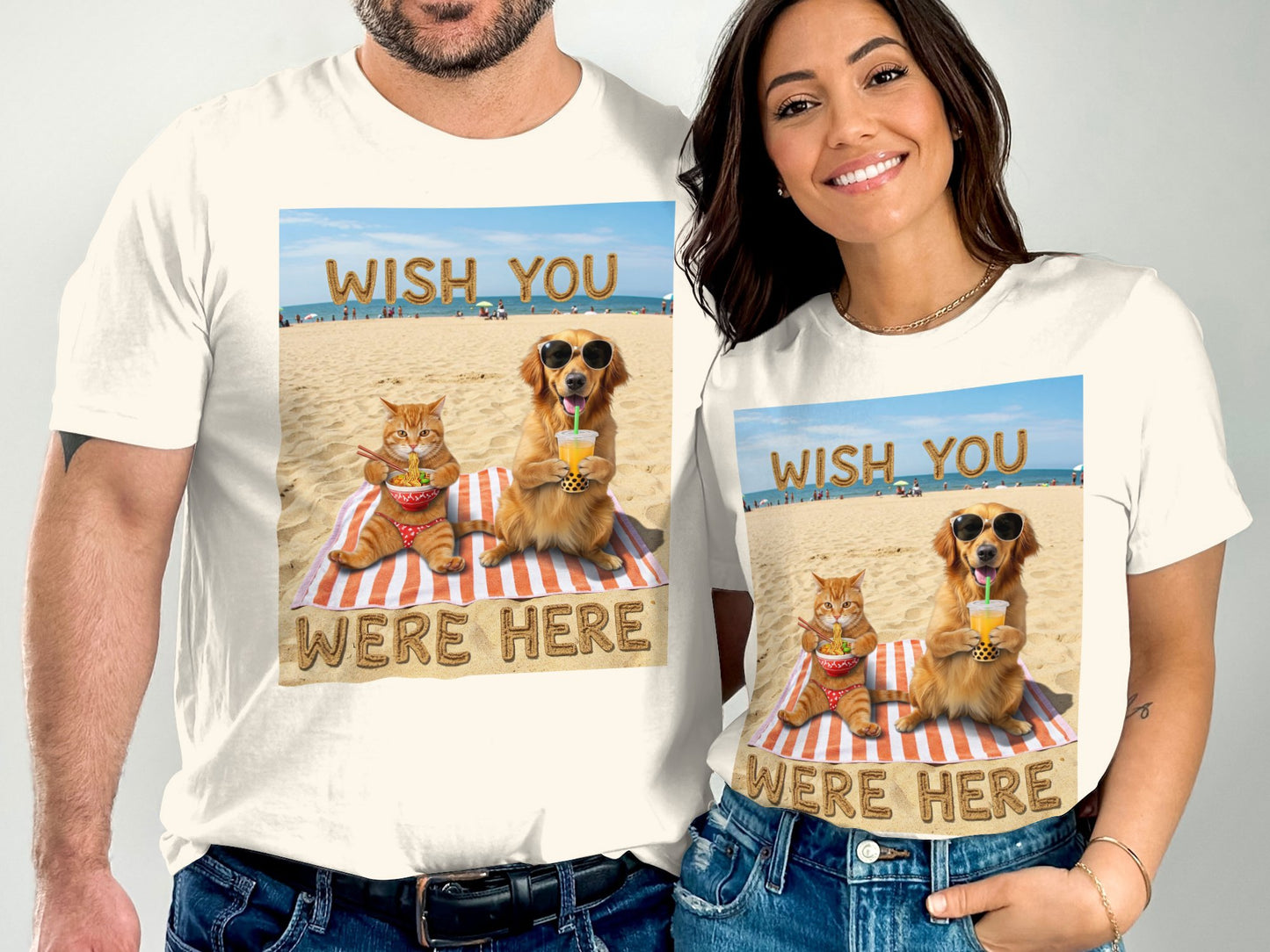 Wish You Were Here - Dog and Cat Beach T-Shirt – Bubble Tea & Ramen