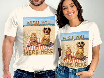 Wish You Were Here - Dog and Cat Beach T-Shirt – Bubble Tea & Ramen