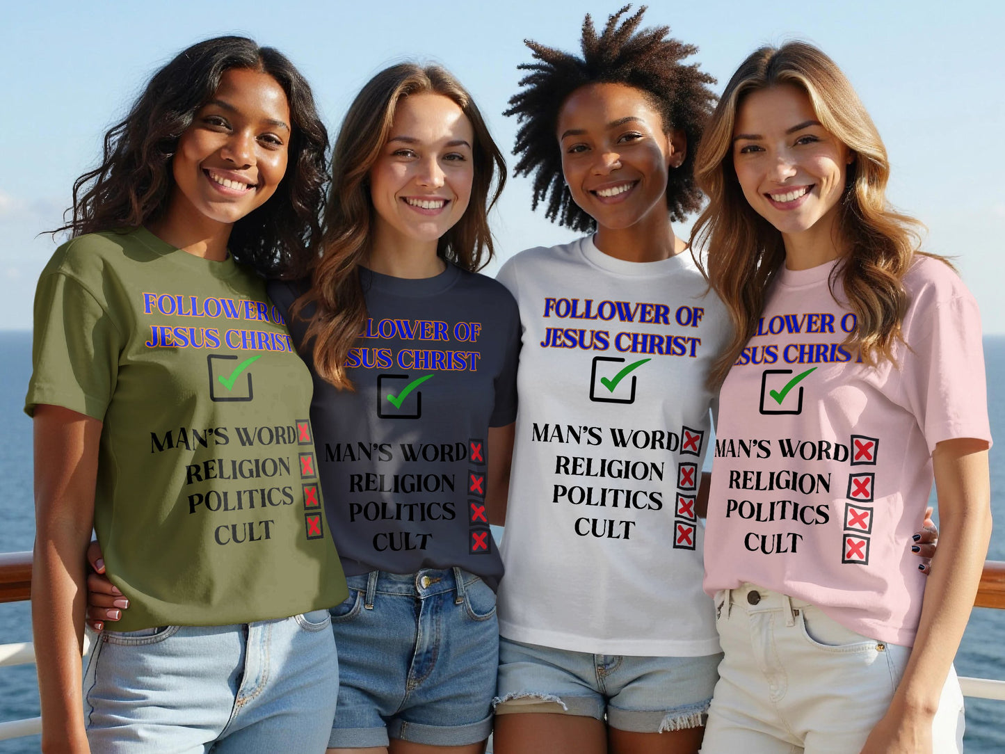 Follower of Jesus Christ Shirt – Reject Religion, Politics & Cults – Bold Faith Christian Tee