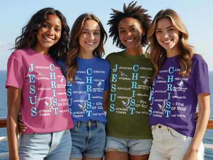 Jesus Christ Acronym T-Shirt – Dove Design with Christian Word Meaning by Letter – Faith-Based Tee
