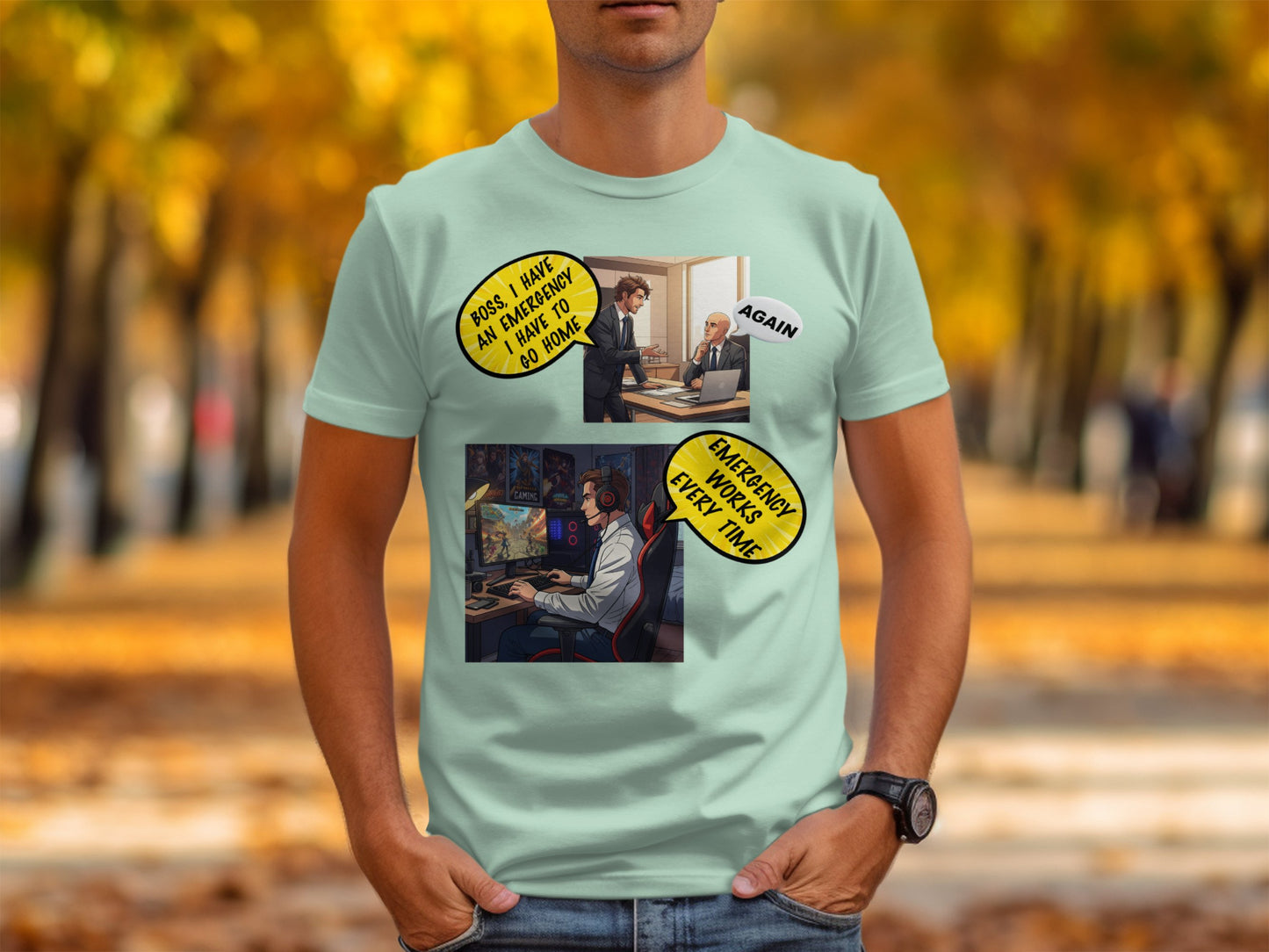 Emergency Works Every Time - Funny Gaming Excuse Shirt –– Illustrated Gamer Tee