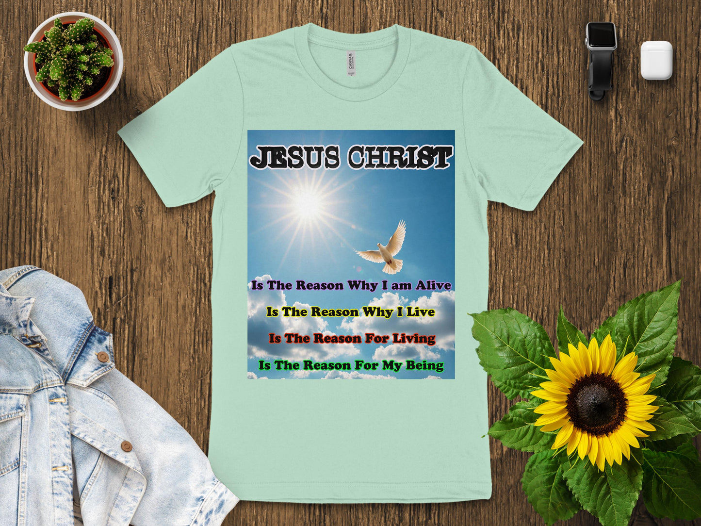 Jesus Christ Is the Reason I Live T-Shirt – Dove & Sun Faith Design Tee
