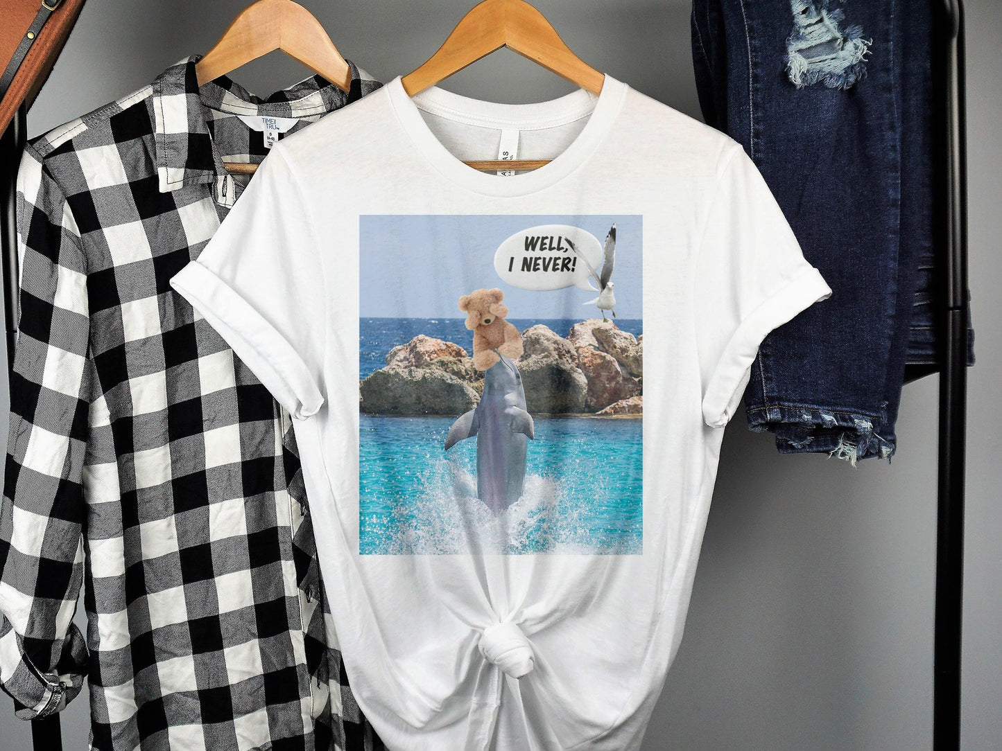 "Well I Never" Quote - Dolphin Teddy Bear T-Shirt – Funny Animal Tee