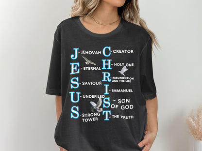 Jesus Christ Acronym T-Shirt – Dove Design with Christian Word Meaning by Letter – Faith-Based Tee