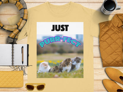 Just Purr-fect Cat Group Funny T-Shirt – Comfort Colors 1717 Unisex Tee