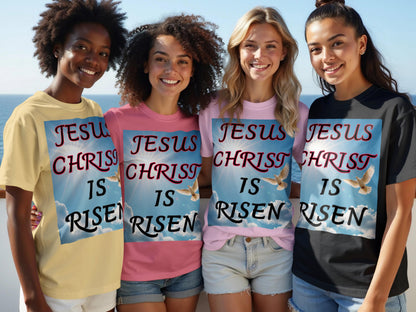 Jesus Christ Is Risen Dove Shirt – Christian Resurrection Faith Tee – Comfort Colors 1717