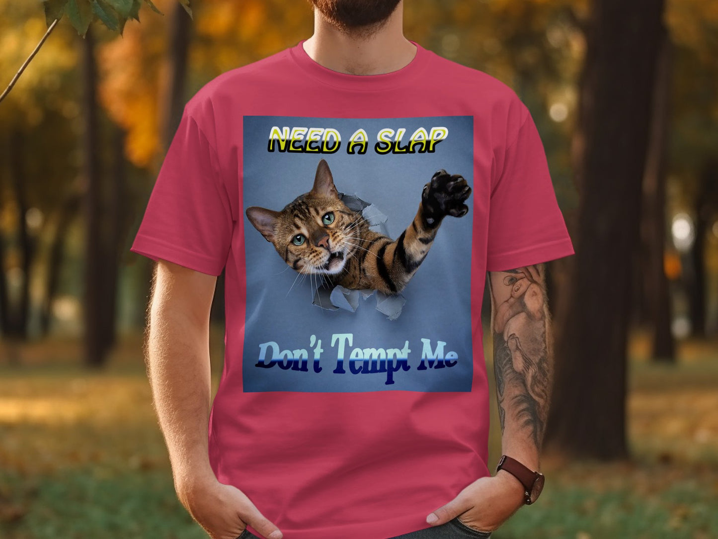 Need A Slap, Don't Tempt Me - Humorous Cat Unisex T-Shirt