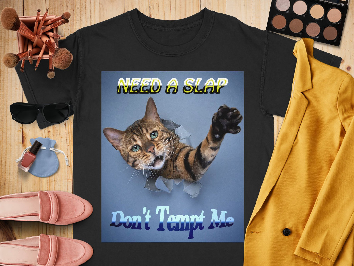 Need A Slap, Don't Tempt Me - Humorous Cat Unisex T-Shirt