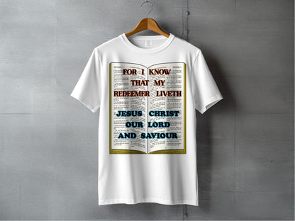 For I Know My Redeemer Liveth Bible T-Shirt – Jesus Christ Our Lord Tee – Christian Faith Shirt