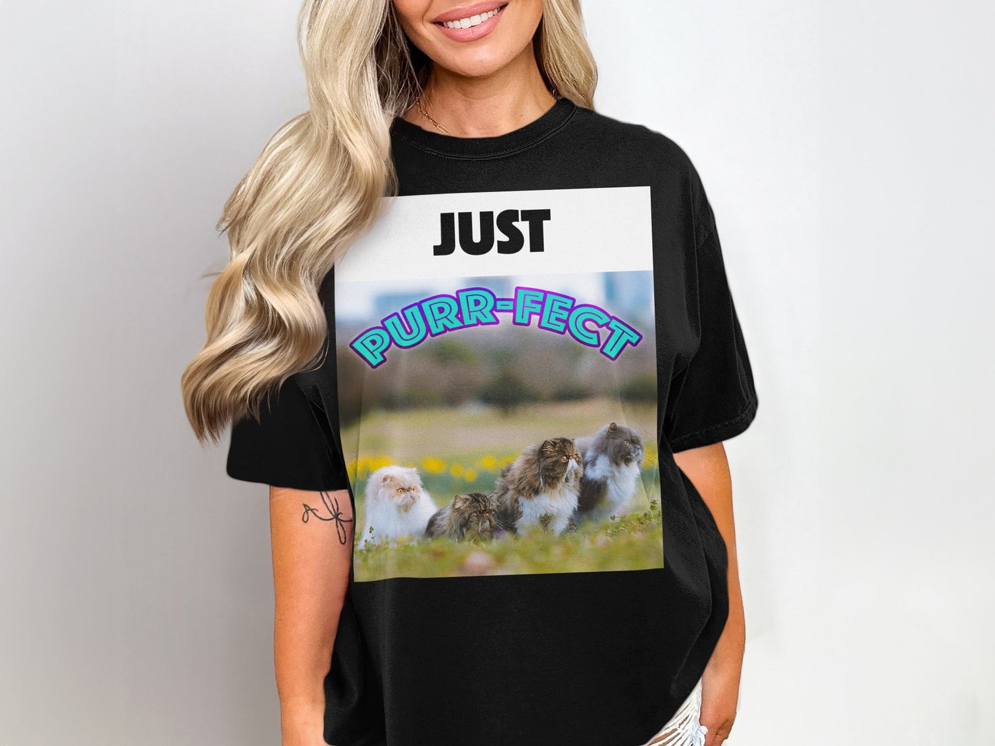 Just Purr-fect Cat Group Funny T-Shirt – Comfort Colors 1717 Unisex Tee