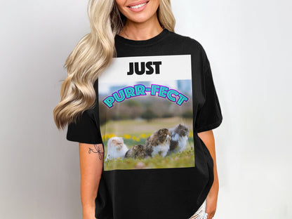 Just Purr-fect Cat Group Funny T-Shirt – Comfort Colors 1717 Unisex Tee