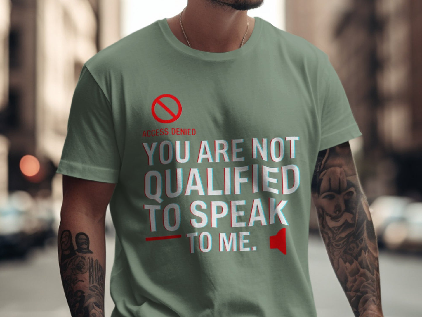 You Are Not Qualified to Speak to Me T-Shirt – No Access & Speaker Icons – Bold Attitude Graphic Tee