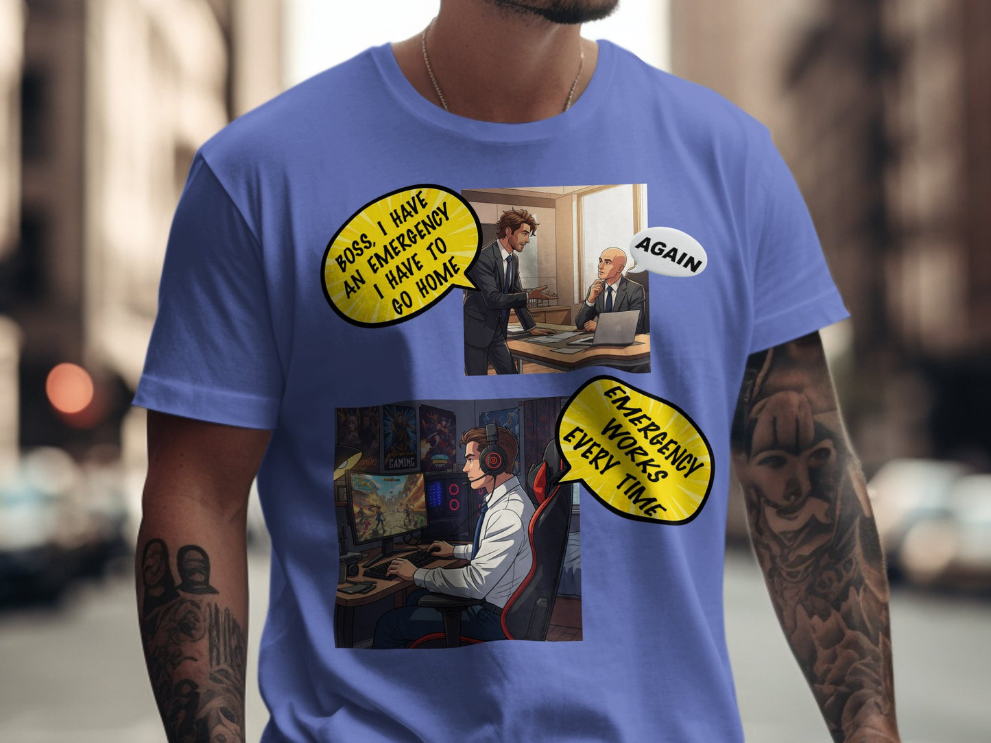 Emergency Works Every Time - Funny Gaming Excuse Shirt  – Illustrated Gamer Tee