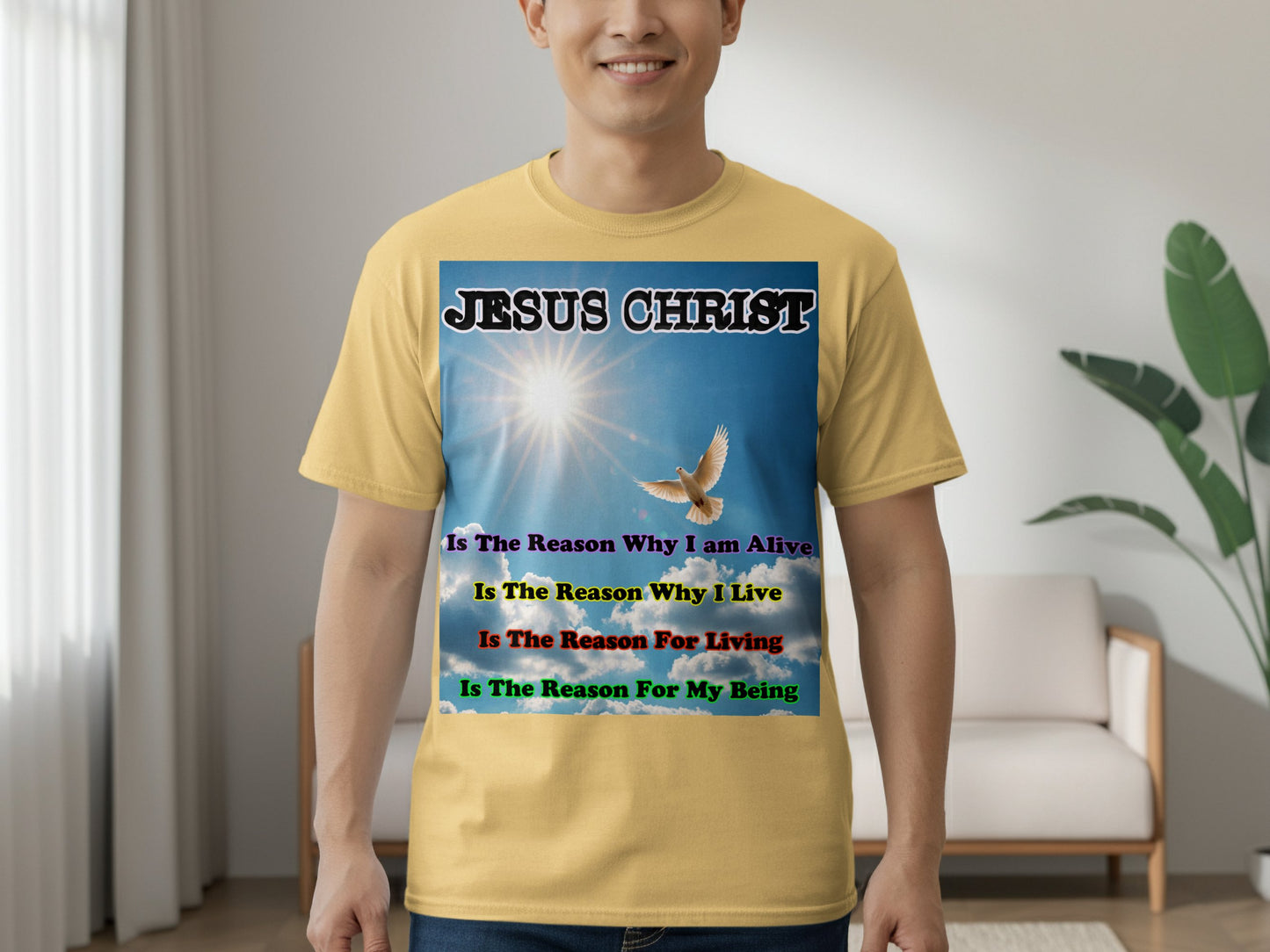 Jesus Christ Is the Reason I Live T-Shirt – Dove & Sun Faith Design Tee