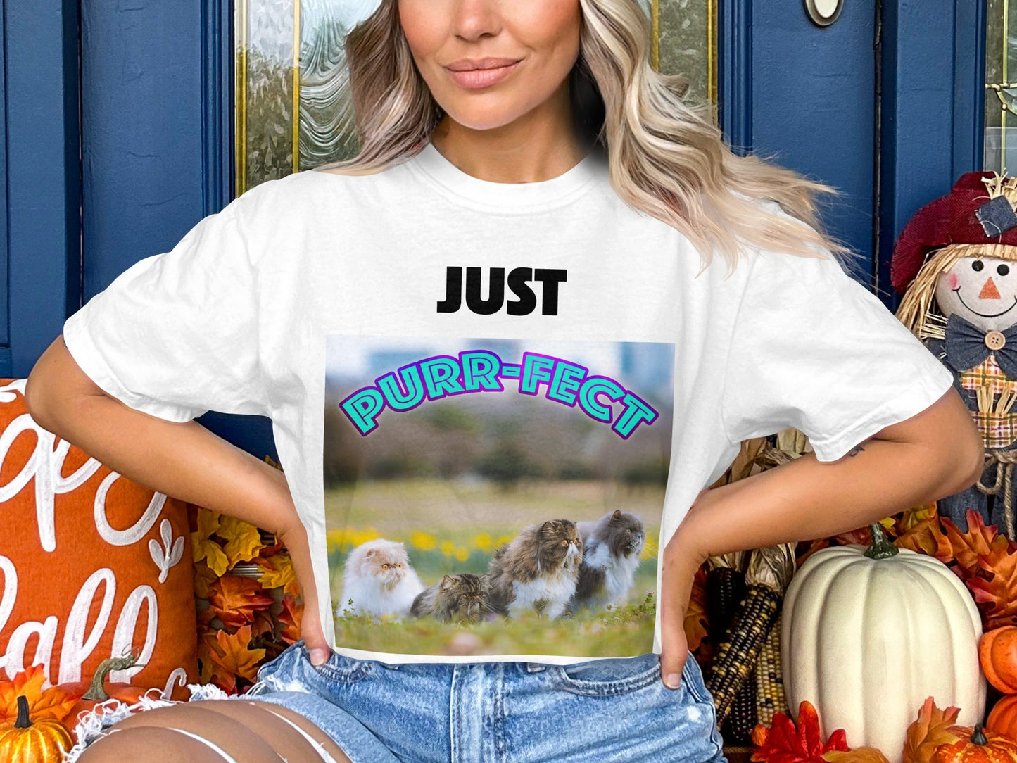 Just Purr-fect Cat Group Funny T-Shirt – Comfort Colors 1717 Unisex Tee