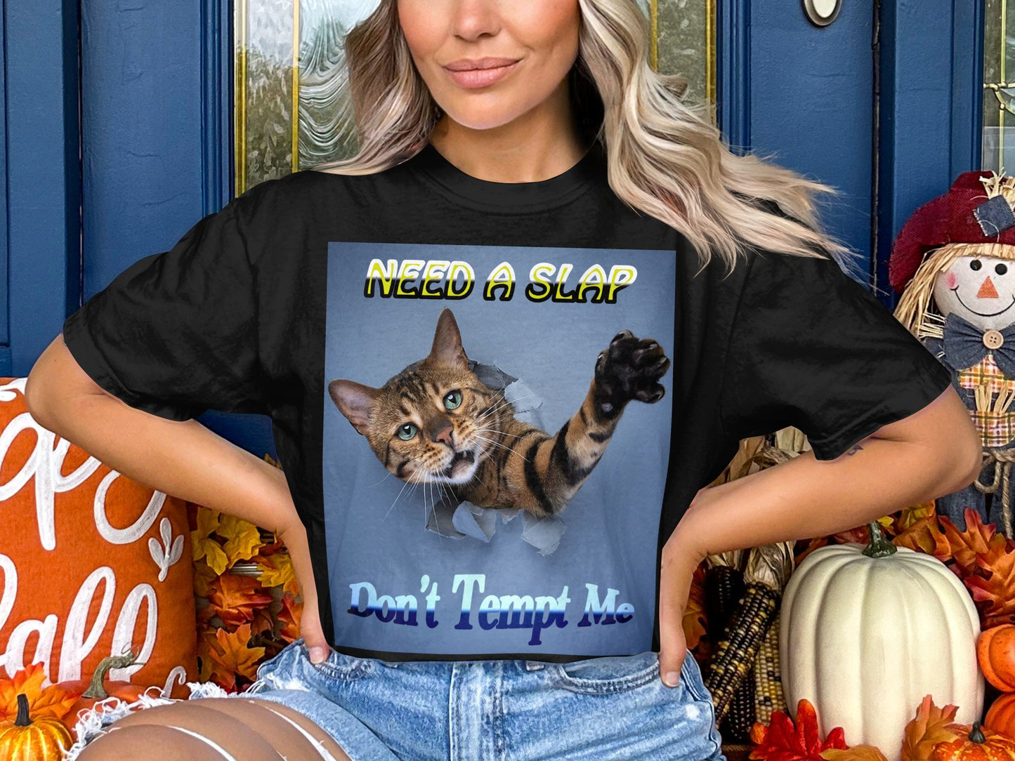 Need A Slap, Don't Tempt Me - Humorous Cat Unisex T-Shirt