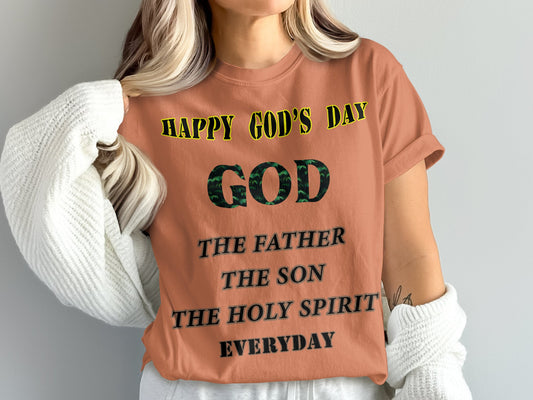 Showcase your faith with the cozy and vintage feel of our Comfort Colors 1717 “Happy God's Day” unisex t-shirt. Featuring a powerful design that honors the Father, the Son, and the Holy Spirit, this relaxed-fit heavyweight tee is perfect for expressing your love for God in a soft-washed, garment-dyed finish.
