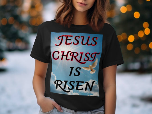Jesus Christ Is Risen Dove Shirt – Christian Resurrection Faith Tee – Comfort Colors 1717