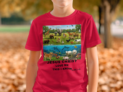 Jesus Christ Loves Me This I Know T-Shirt – John 3:16 Scripture Tee for Kids