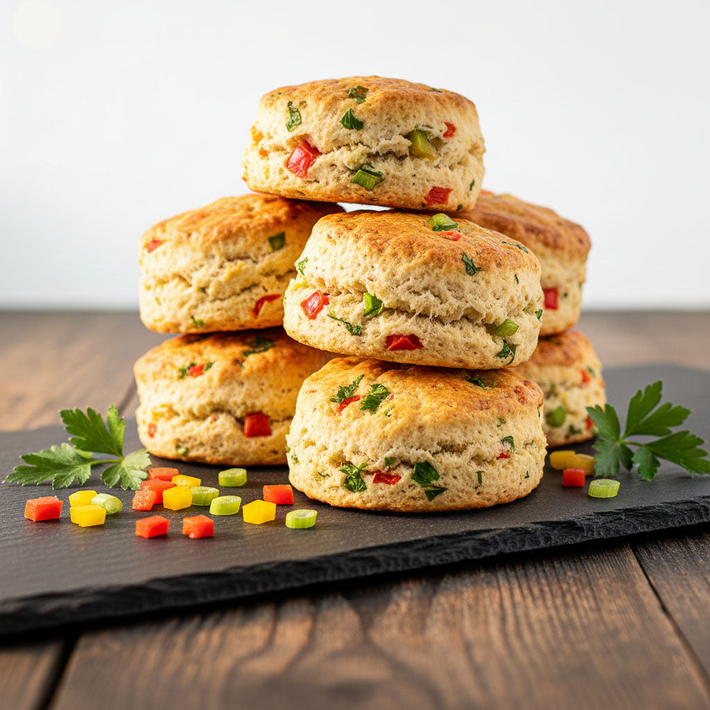 Gluten free mixed savoury and sweet scones box arranged for afternoon tea