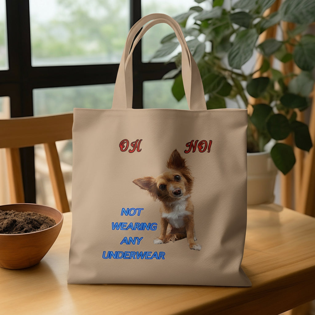 Oh No Not Wearing Any Underwear - Funny Dog Eco Tote Bag