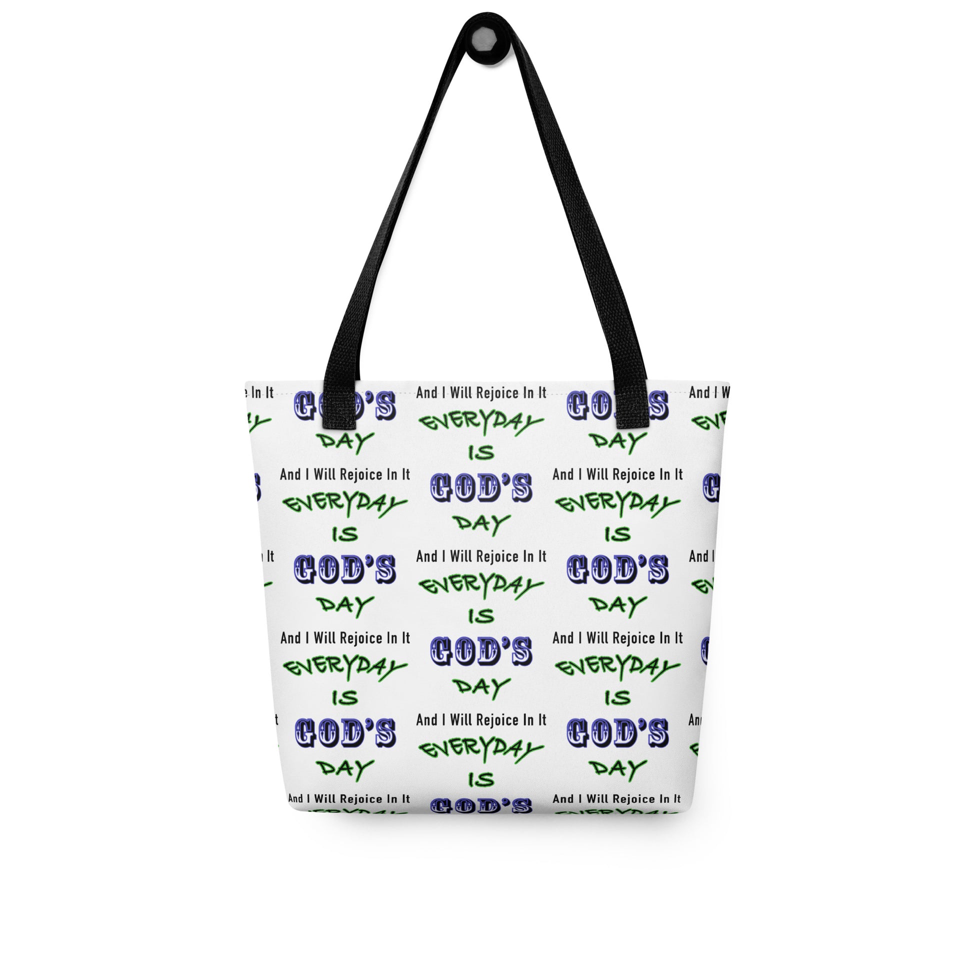 Carry positivity wherever you go with this beautiful “Everyday is God’s day and I will rejoice in it” AOP tote bag. Designed to uplift and inspire, this faith-filled design reminds you to celebrate each day with gratitude and joy. The all-over print features vibrant, high-quality graphics and durable stitching — perfect for shopping, work, or everyday use.