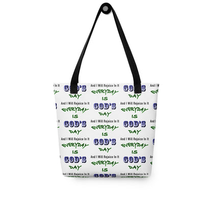 Carry positivity wherever you go with this beautiful “Everyday is God’s day and I will rejoice in it” AOP tote bag. Designed to uplift and inspire, this faith-filled design reminds you to celebrate each day with gratitude and joy. The all-over print features vibrant, high-quality graphics and durable stitching — perfect for shopping, work, or everyday use.