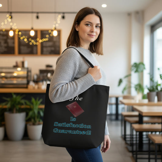 Make a bold statement of faith with this “The Bible Is Satisfaction Guaranteed” tote bag. Featuring an image of the Holy Bible and a powerful declaration at its heart, this sturdy and reusable bag is perfect for daily errands, church visits, Bible study, or simply sharing the Word wherever you go.