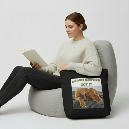Keep it calm and cozy with this “Do Not Disturb – Got It” tote bag featuring a peacefully snoozing pup. Whether you’re running errands or heading out for a chill day, this playful tote is perfect for dog lovers and introverts alike. It’s lightweight, durable, and adds just the right touch of humor to your daily routine.