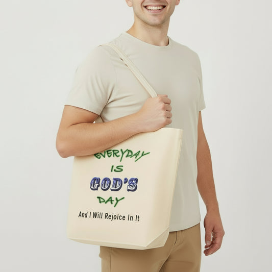 Carry your faith wherever you go with this inspirational Christian tote bag that reads: “Everyday is GOD’S Day and I Will Rejoice in It.” Whether you're heading to church, the farmer’s market, or your daily routine, this durable and stylish tote encourages joy and gratitude. A meaningful gift for believers who love to declare God’s goodness every day.
