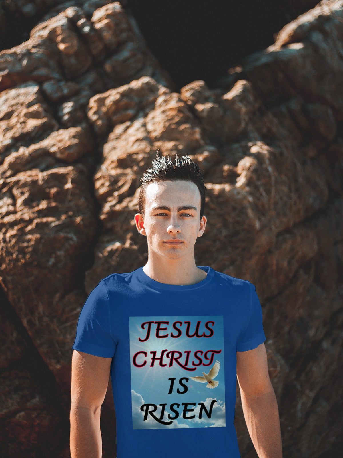 Jesus Christ Is Risen Dove Shirt – Christian Resurrection Faith Tee – Bella+Canvas 3001
