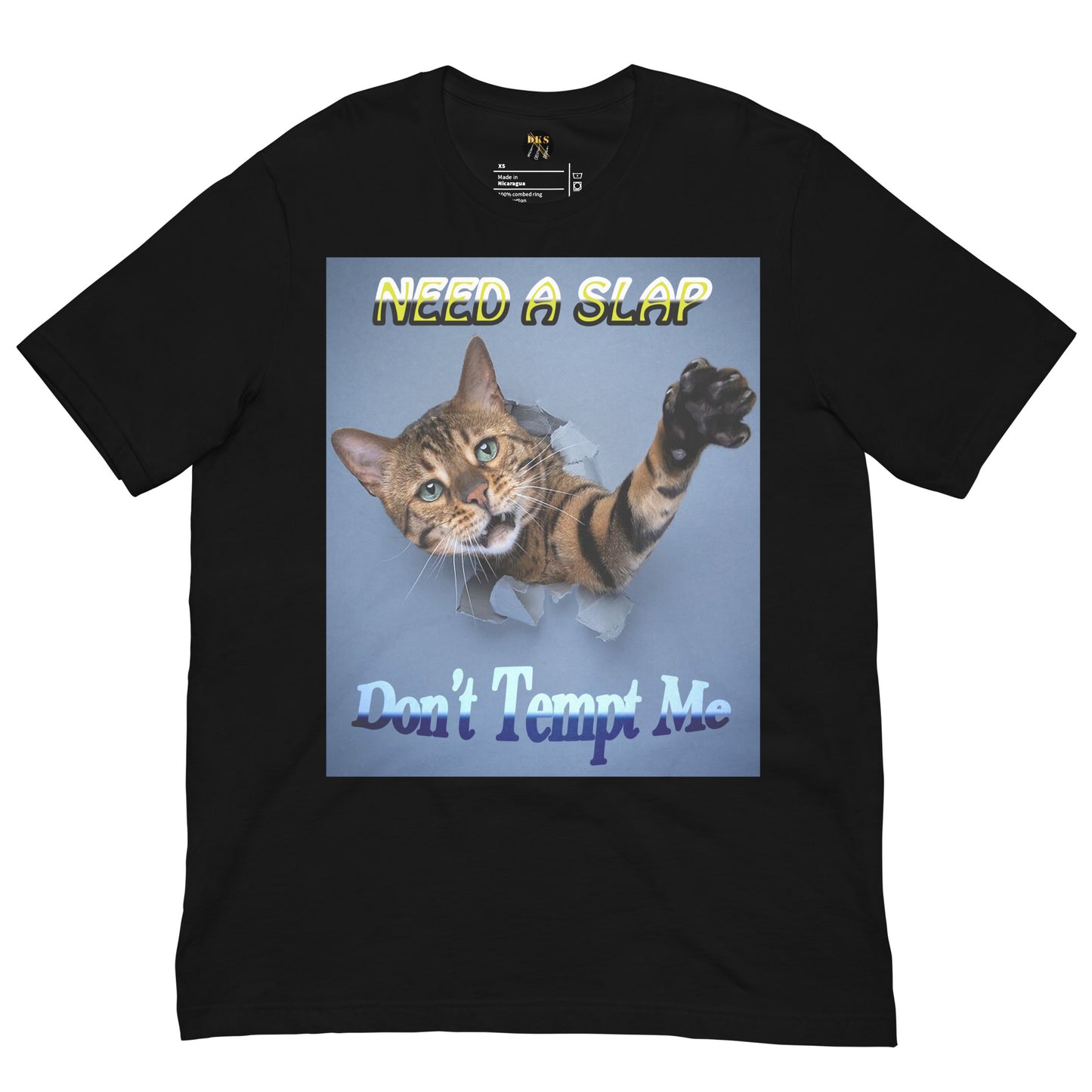 Add a little humor and sass to your day with this funny cat t-shirt! Featuring a mischievous feline stretching a paw through torn paper in a perfect slapping gesture, this design turns heads and sparks laughs. Printed on&nbsp;Bella + Canvas 3001 Unisex Tee, known for its ultra-soft, modern fit. Perfect for Cat lovers with a sense of humor,&nbsp;Casual wear with a bold statement,&nbsp;Lighthearted street style or relaxed hangouts and&nbsp;Conversations that need breaking.