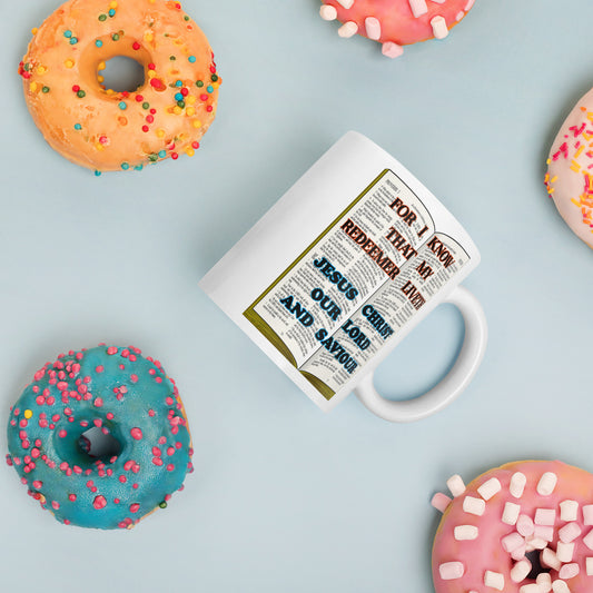 Faith that warms your heart — and your cup.
This sleek white ceramic mug features an open Bible and the powerful message:
“I Know My Redeemer Liveth – Jesus Christ Our Lord and Saviour.”
Whether you're starting your day with prayer or sharing a moment of peace, this mug brings meaning to every sip.